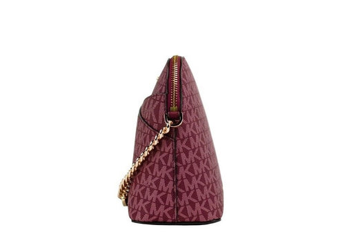 Michael Kors Jet Set Medium Mulberry PVC Leather X Cross Dome Crossbody Handbag